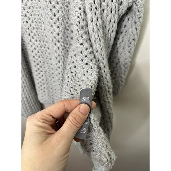 Aerie Long Open Cardigan Gray Cozy Knit Fall Winter Relaxed Size Medium - Picture 6 of 11